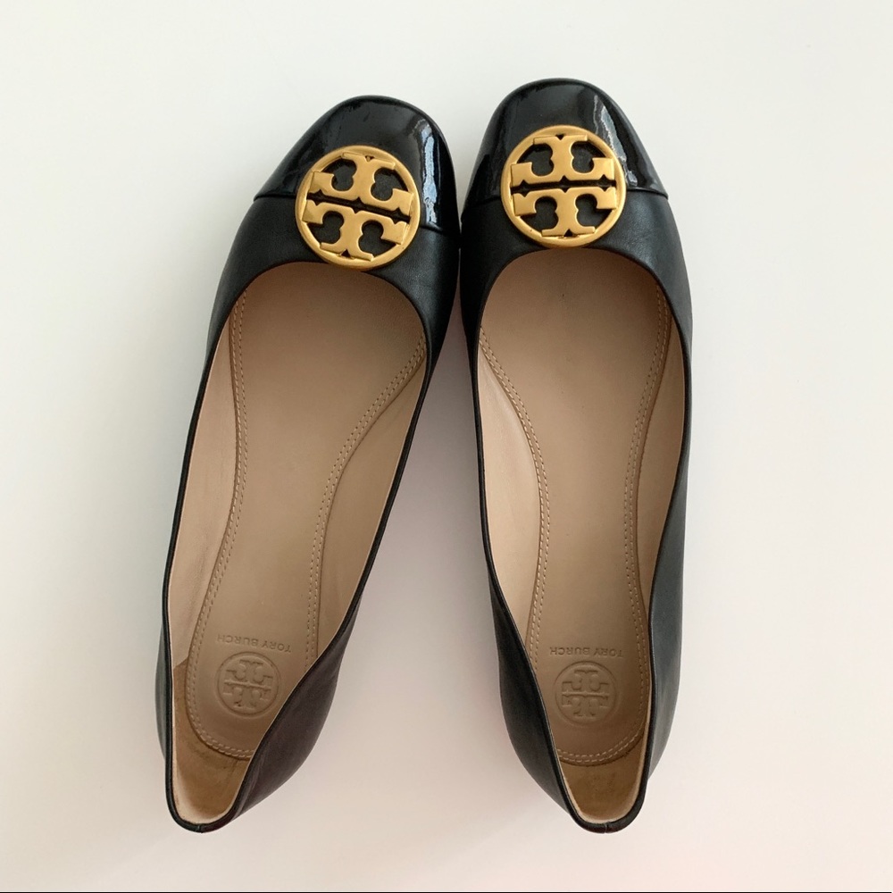 Tory Burch Patent Cap-Toe Ballet Flat, Gold